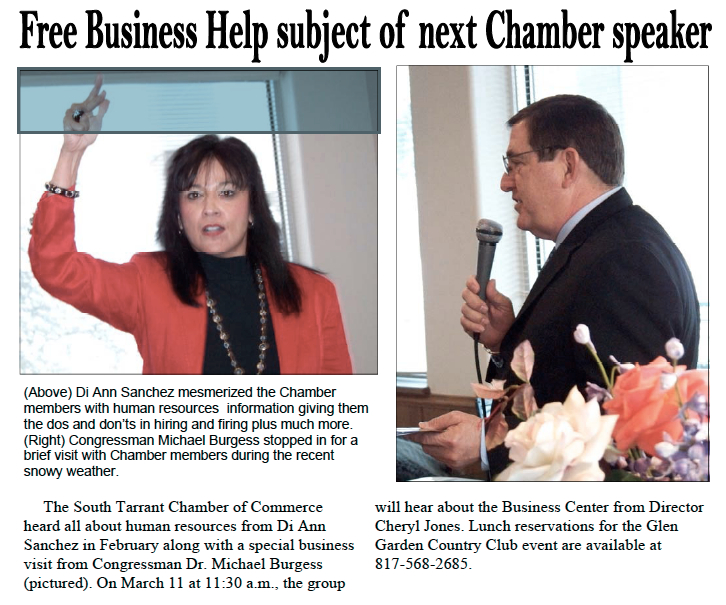 Di Ann Sanchez at the South Tarrant County Chamber of Commerce